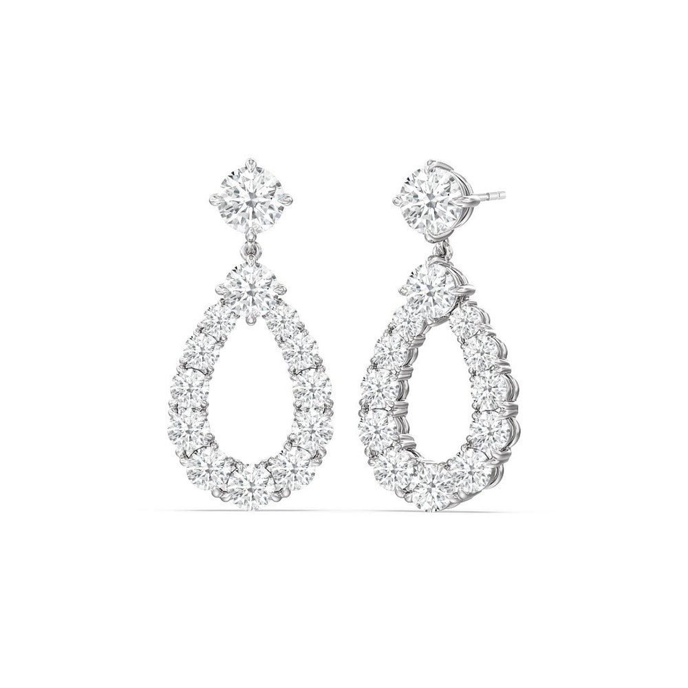 Elegance Tear Drop Earrings with 18KT White Gold / Lab / 7 3/4 Cut Diamond in 14KT White Gold / Lab / 7 3/4 view 1
