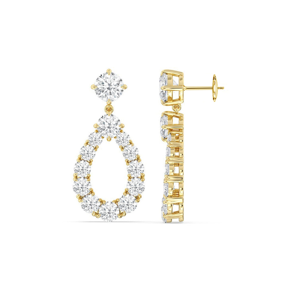 Elegance Tear Drop Earrings with 18KT Yellow Gold / Lab / 7 3/4 Cut Diamond in 14KT Yellow Gold / Lab / 7 3/4 view 2
