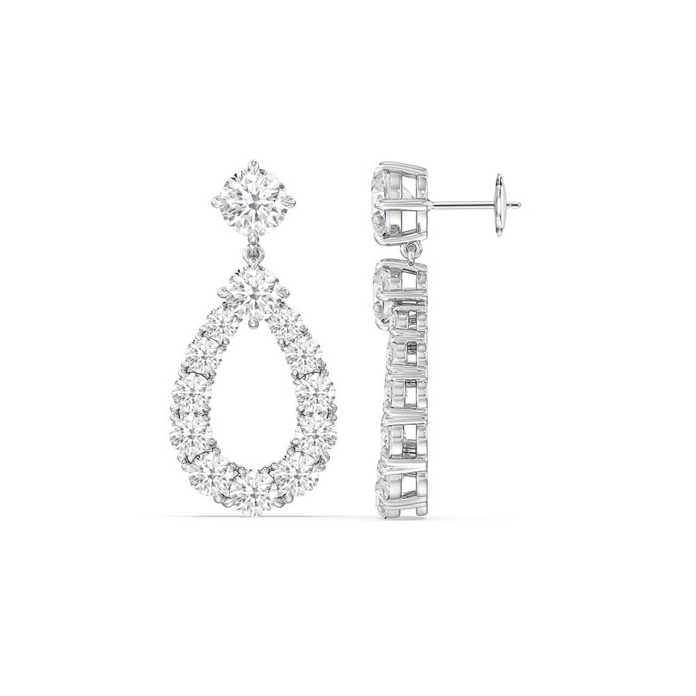 Elegance Tear Drop Earrings with 18KT White Gold / Lab / 7 3/4 Cut Diamond in 14KT White Gold / Lab / 7 3/4 view 2
