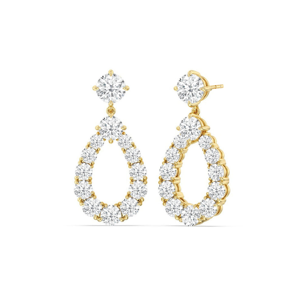 Elegance Tear Drop Earrings with 18KT Yellow Gold / Lab / 7 3/4 Cut Diamond in 14KT Yellow Gold / Lab / 7 3/4 view 1
