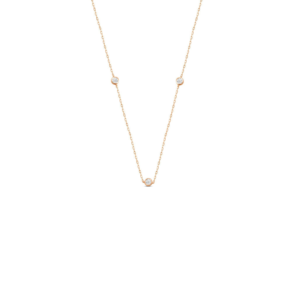 Five Stone Station Diamond Necklace with 18KT Rose Gold / Lab / 1/2 Cut Diamond in 14KT Rose Gold / Lab / 1/2 view 1
