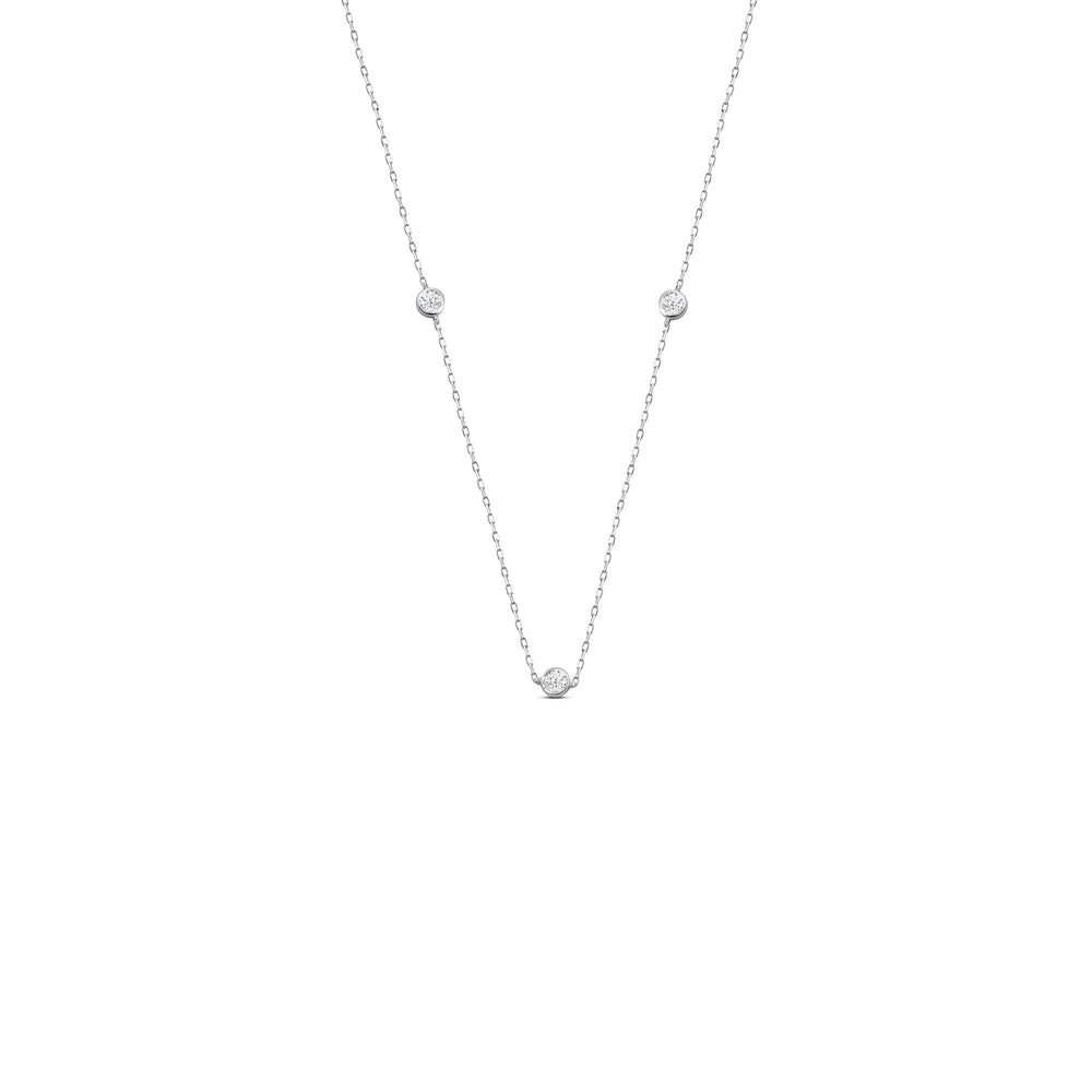 Five Stone Station Diamond Necklace with 18KT White Gold / Lab / 1/2 Cut Diamond in 14KT White Gold / Lab / 1/2 view 1
