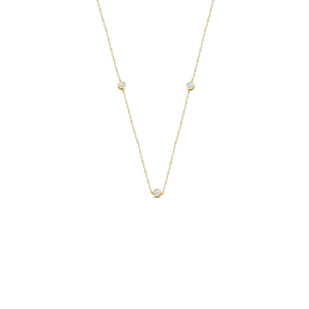 Five Stone Station Diamond Necklace with 18KT Yellow Gold / Lab / 1/2 Cut Diamond in 14KT Yellow Gold / Lab / 1/2 view 1
