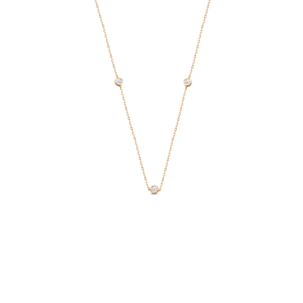 Five Stone Station Diamond Necklace with 18KT Rose Gold / Lab / 1 Cut Diamond in 14KT Rose Gold / Lab / 1 view 1
