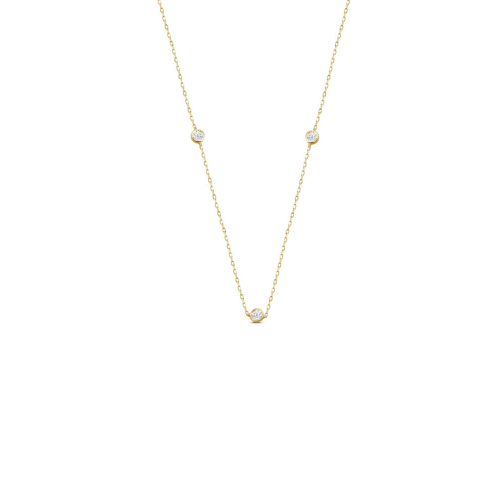 Five Stone Station Diamond Necklace with 18KT Yellow Gold / Lab / 1 Cut Diamond in 14KT Yellow Gold / Lab / 1 view 1
