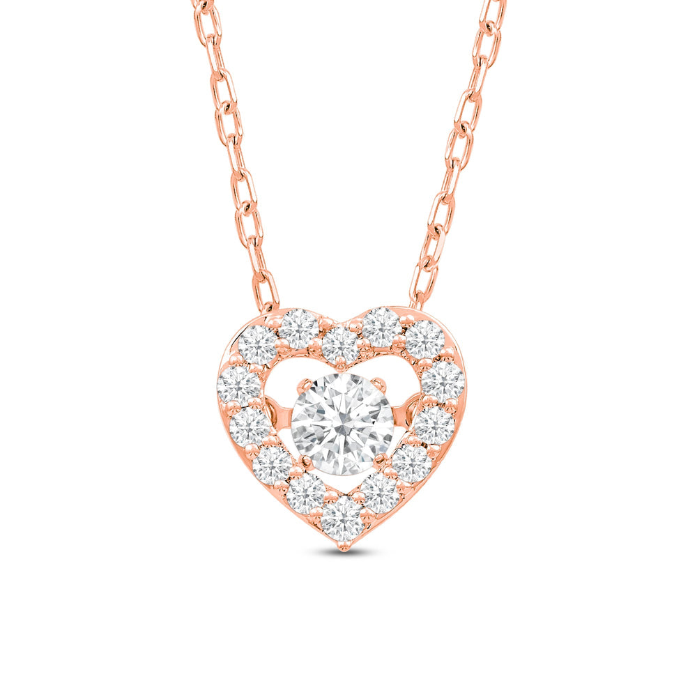 Dancing Diamonds Heart Necklace with 18KT Rose Gold / Lab / 1/4 Cut Diamond in 14KT Rose Gold / Lab / 1/4 view 2
