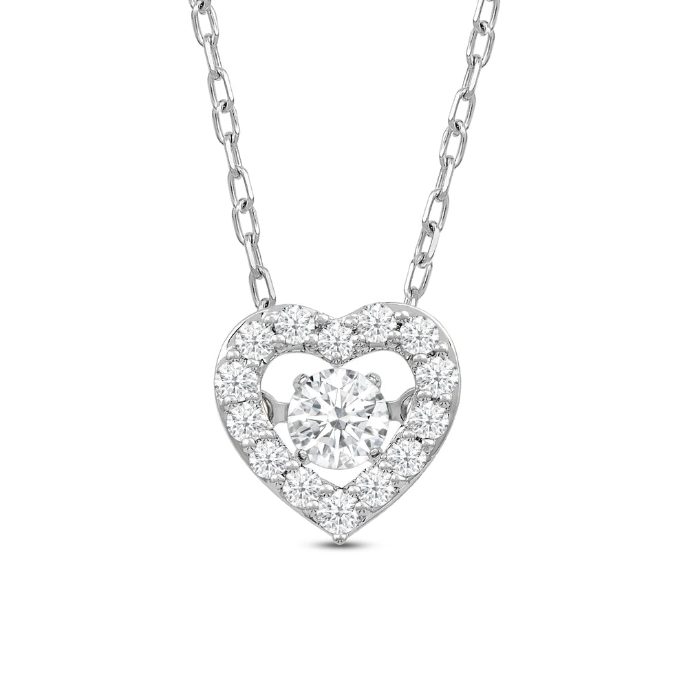 Dancing Diamonds Heart Necklace with 18KT White Gold / Lab / 1/4 Cut Diamond in 14KT White Gold / Lab / 1/4 view 2
