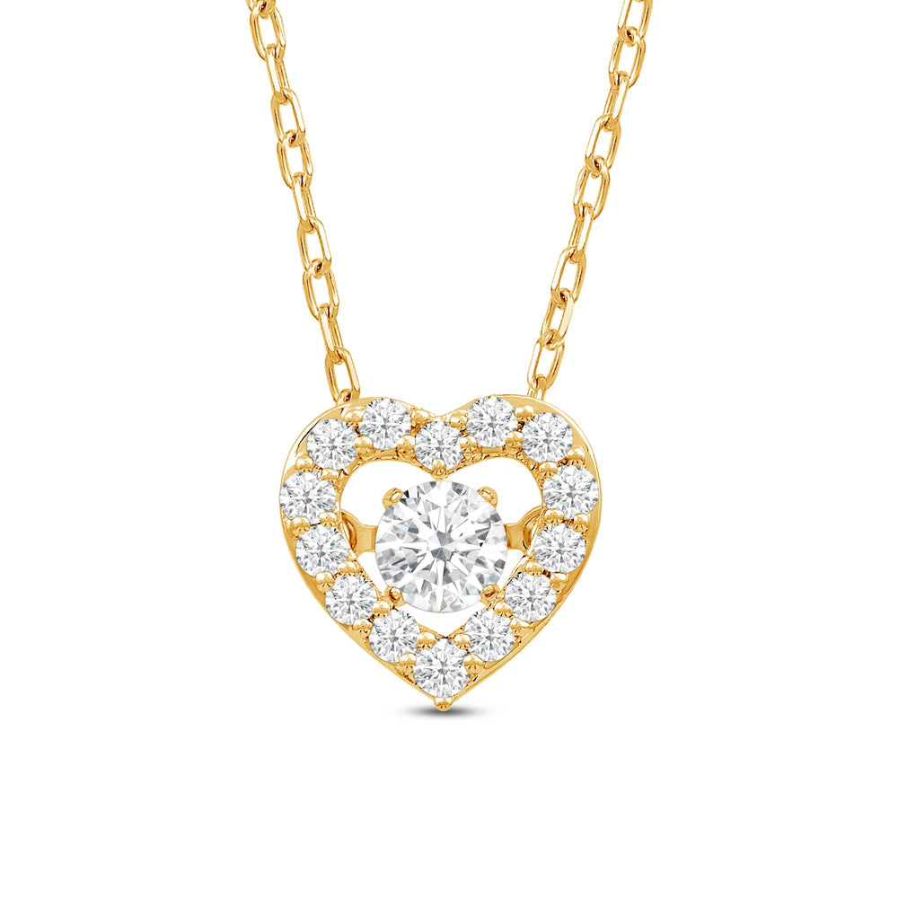Dancing Diamonds Heart Necklace with 18KT Yellow Gold / Lab / 1/4 Cut Diamond in 14KT Yellow Gold / Lab / 1/4 view 2
