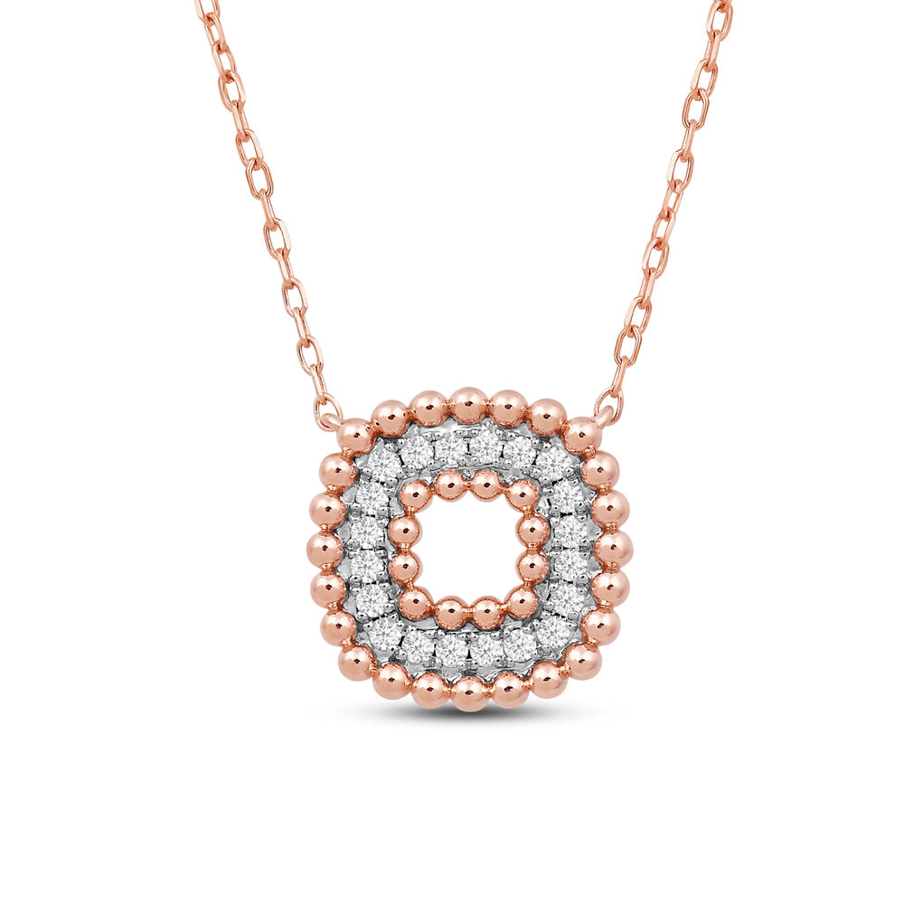 Cushion Shape Beads and Pave Diamond Necklace with 18KT Rose Gold / Lab / 1/5 Cut Diamond in 14KT Rose Gold / Lab / 1/5 view 4
