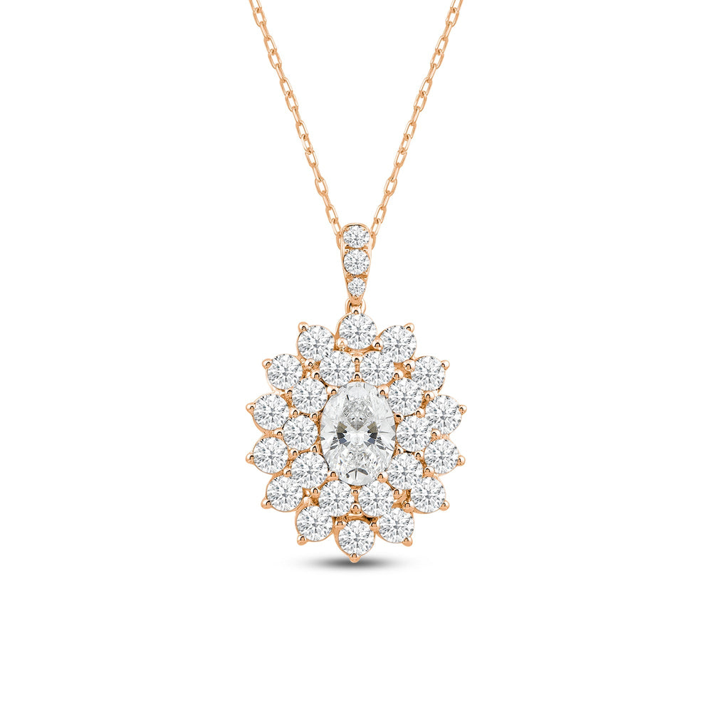 Flower Cluster Diamond Pendant with 18KT Rose Gold / Lab / 3 1/8 Cut Diamond in 14KT Rose Gold / Lab / 3 1/8 view 4
