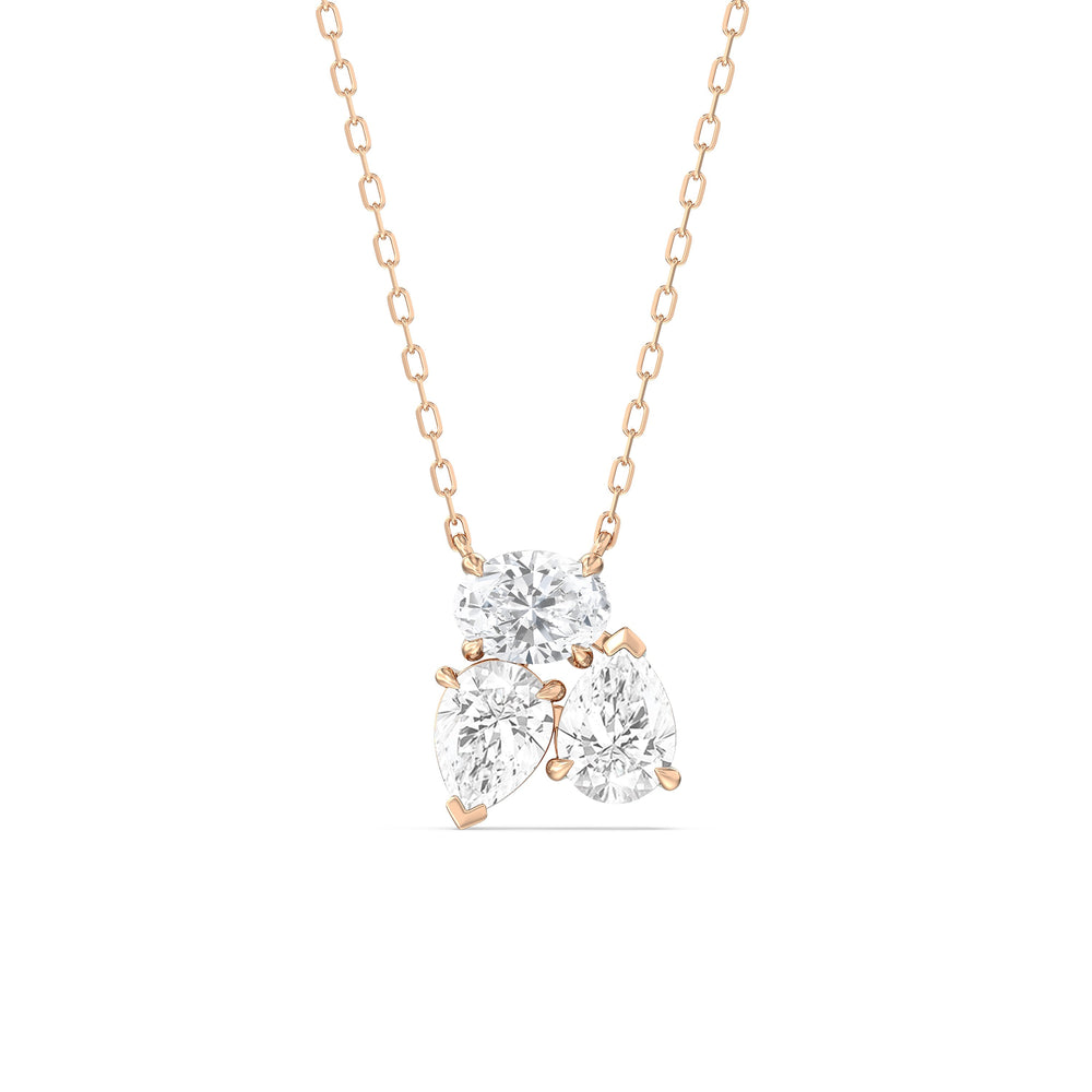 Mixed Shape Cluster Necklace with 18KT Rose Gold / Lab / 2 Cut Diamond in 14KT Rose Gold / Lab / 2 view 1
