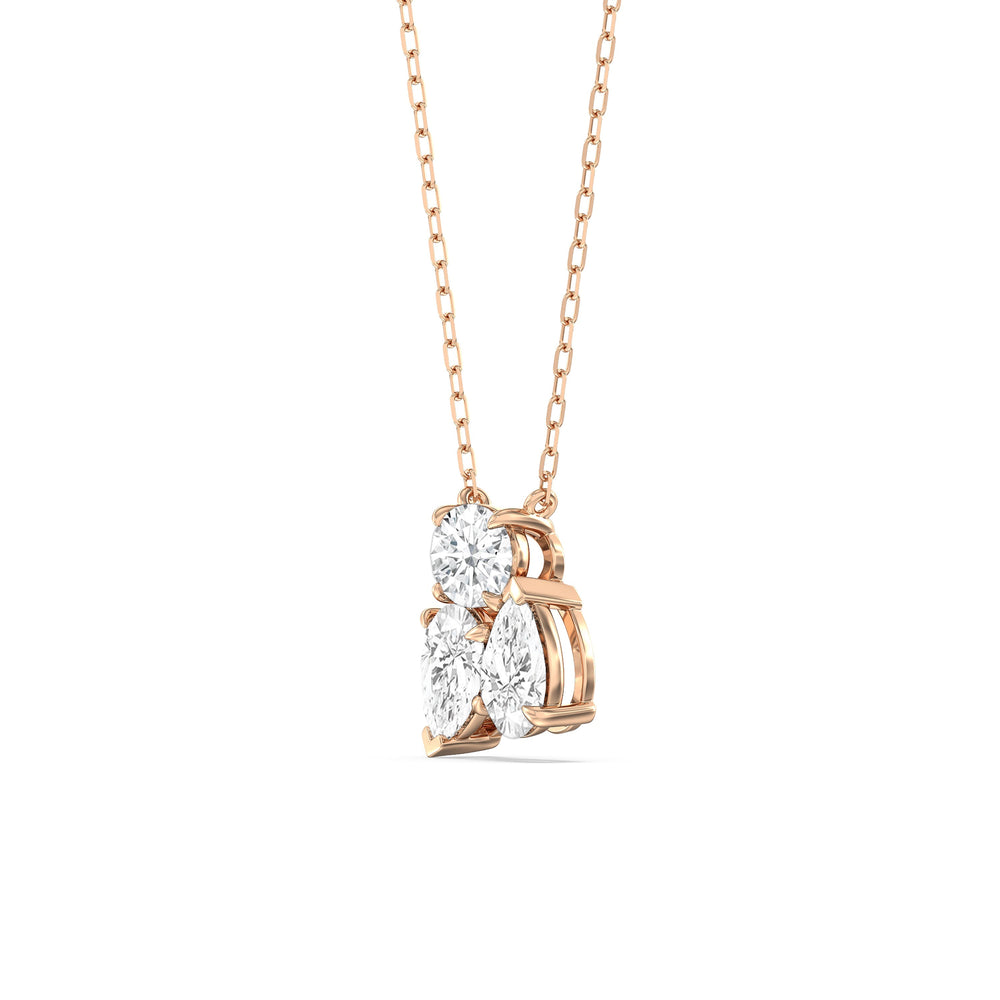 Mixed Shape Cluster Necklace with 18KT Rose Gold / Lab / 2 Cut Diamond in 14KT Rose Gold / Lab / 2 view 2
