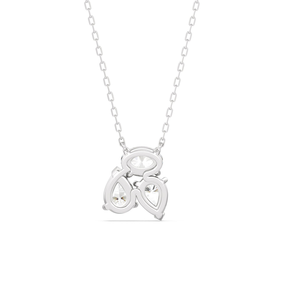 Mixed Shape Cluster Necklace with 18KT White Gold / Lab / 2 Cut Diamond in 14KT White Gold / Lab / 2 view 6
