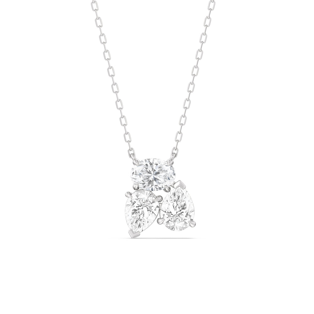 Mixed Shape Cluster Necklace with 18KT White Gold / Lab / 2 Cut Diamond in 14KT White Gold / Lab / 2 view 1
