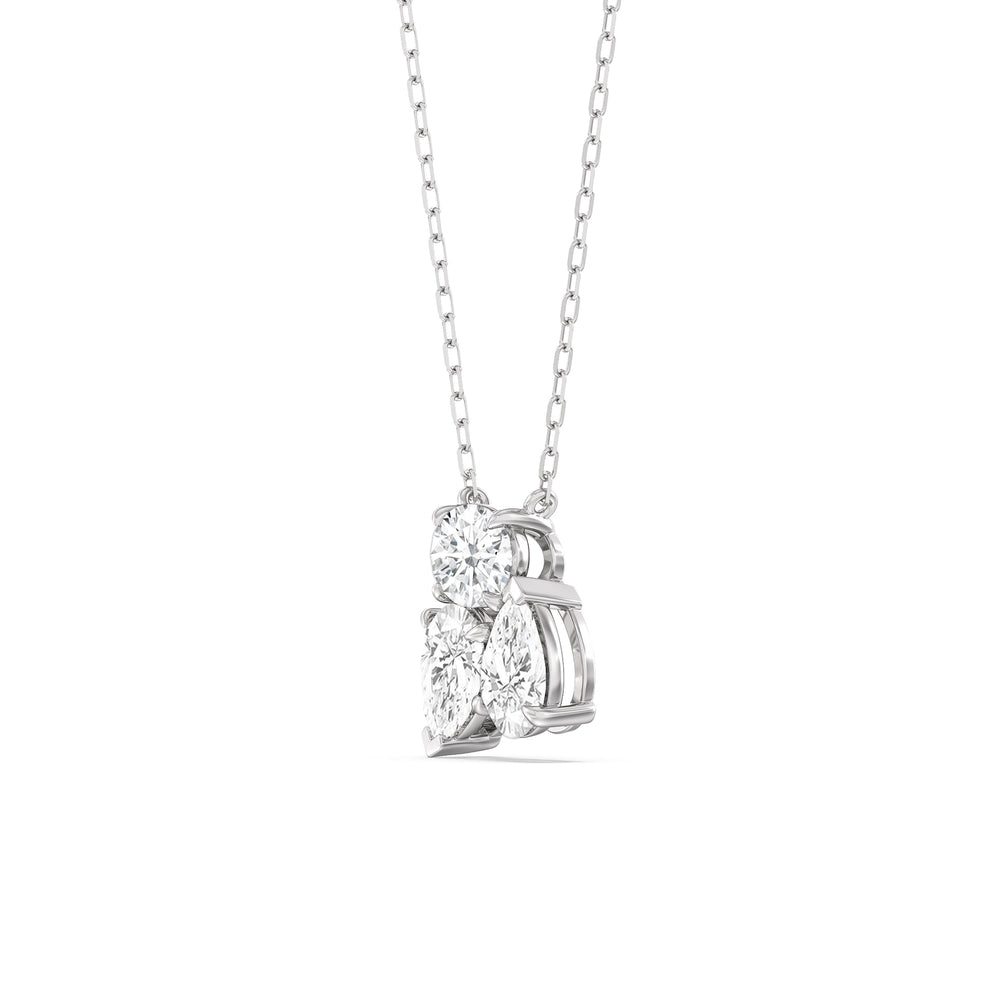 Mixed Shape Cluster Necklace with 18KT White Gold / Lab / 2 Cut Diamond in 14KT White Gold / Lab / 2 view 2
