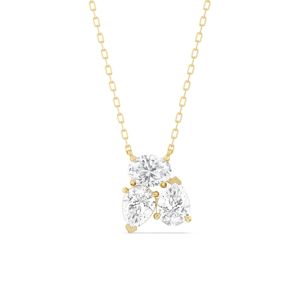 Mixed Shape Cluster Necklace with 18KT Yellow Gold / Lab / 2 Cut Diamond in 14KT Yellow Gold / Lab / 2 view 1
