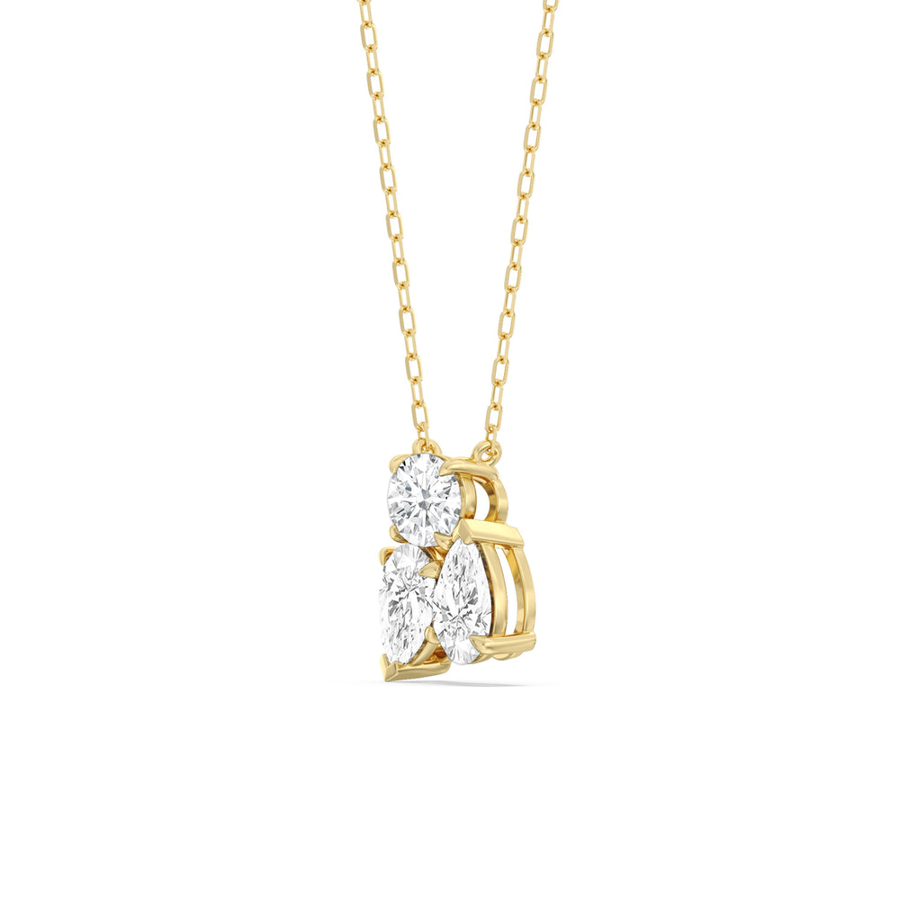 Mixed Shape Cluster Necklace with 18KT Yellow Gold / Lab / 2 Cut Diamond in 14KT Yellow Gold / Lab / 2 view 2
