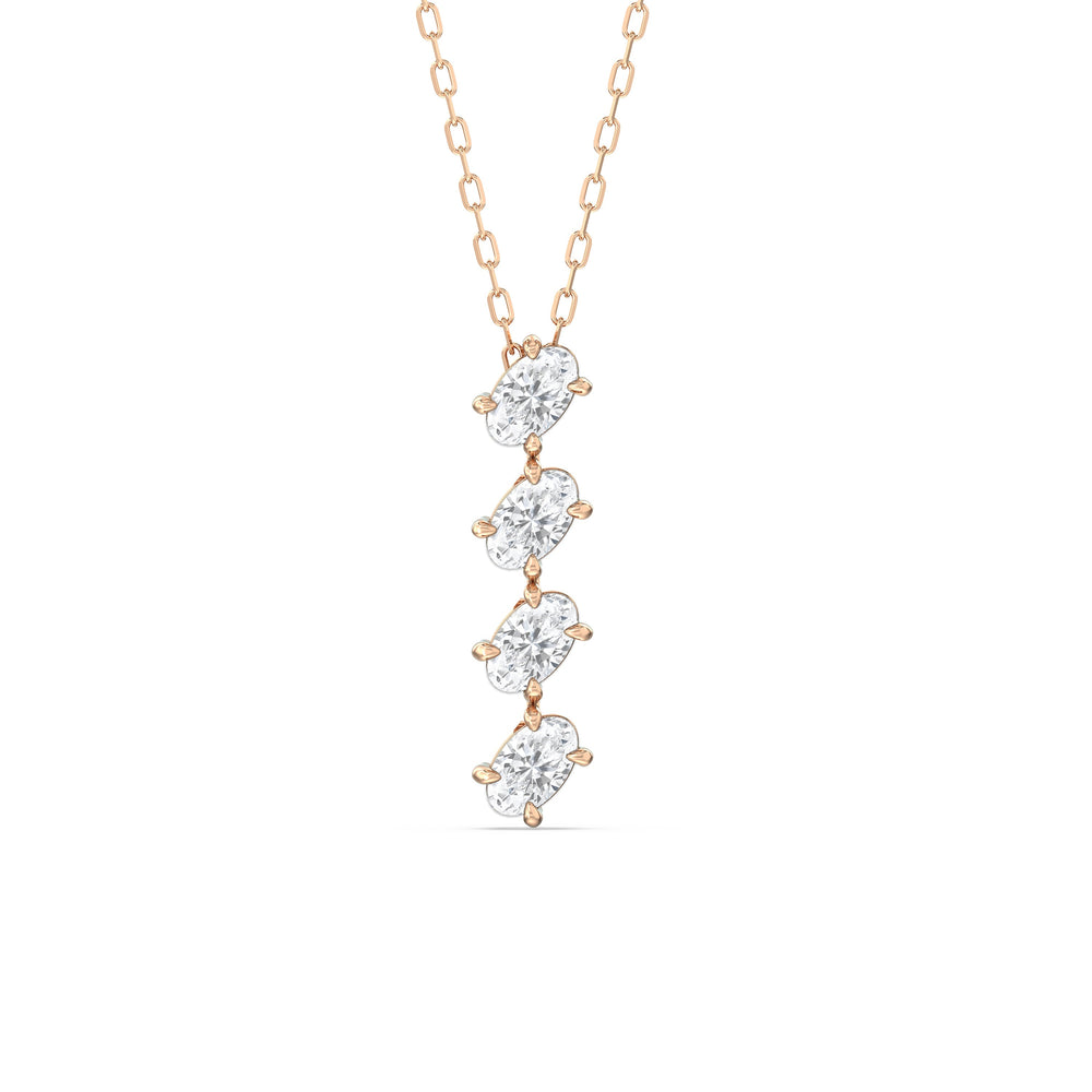 Cascade Diamond Necklace with 18KT Rose Gold / Lab / 1 Cut Diamond in 14KT Rose Gold / Lab / 1 view 1
