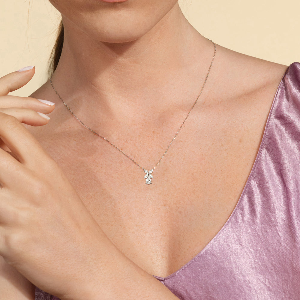 Tulip Drop Necklace with 18KT Rose Gold / Lab / 1 Cut Diamond in 14KT Rose Gold / Lab / 1 view 3
