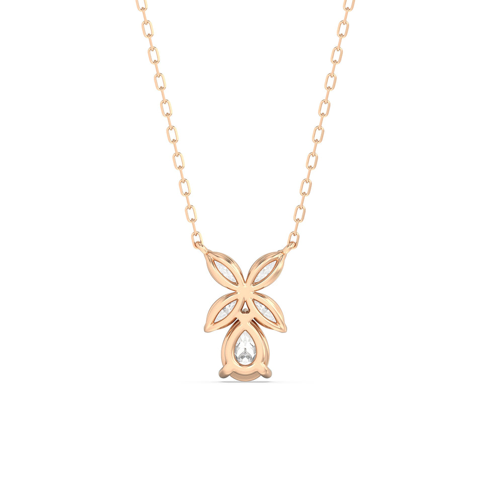 Tulip Drop Necklace with 18KT Rose Gold / Lab / 1 Cut Diamond in 14KT Rose Gold / Lab / 1 view 6
