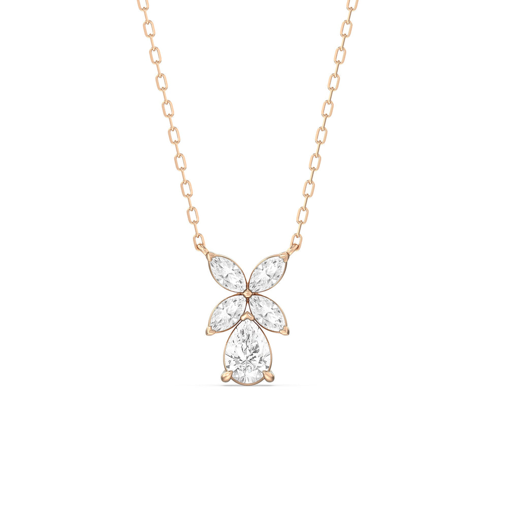 Tulip Drop Necklace with 18KT Rose Gold / Lab / 1 Cut Diamond in 14KT Rose Gold / Lab / 1 view 1
