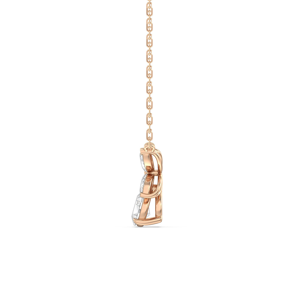 Tulip Drop Necklace with 18KT Rose Gold / Lab / 1 Cut Diamond in 14KT Rose Gold / Lab / 1 view 5
