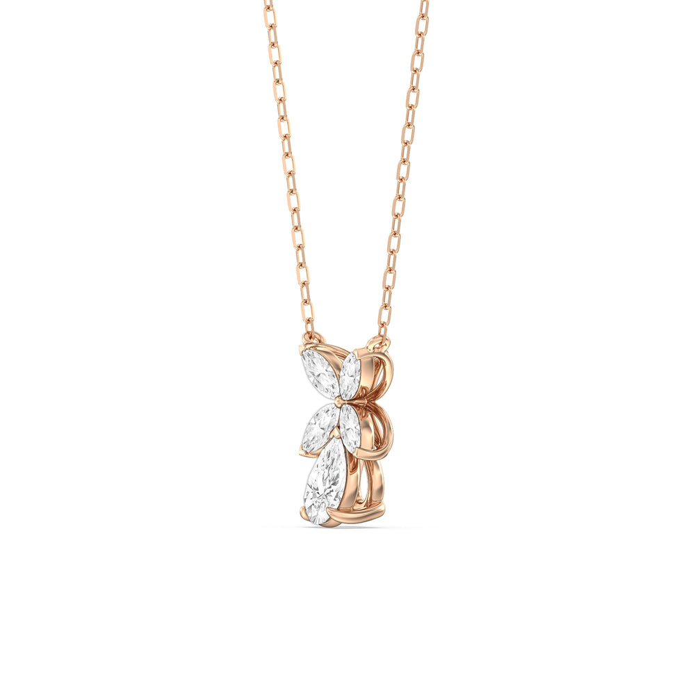 Tulip Drop Necklace with 18KT Rose Gold / Lab / 1 Cut Diamond in 14KT Rose Gold / Lab / 1 view 2

