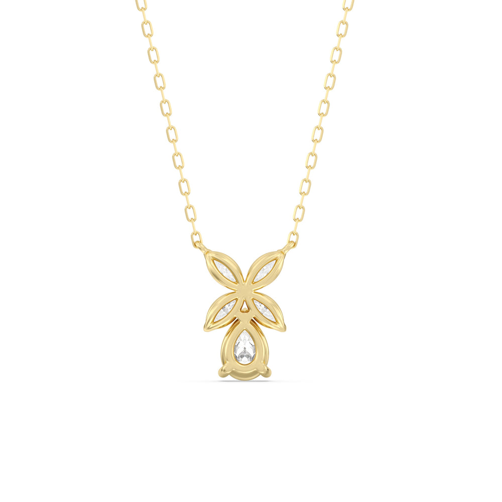 Tulip Drop Necklace with 18KT Yellow Gold / Lab / 1 Cut Diamond in 14KT Yellow Gold / Lab / 1 view 6
