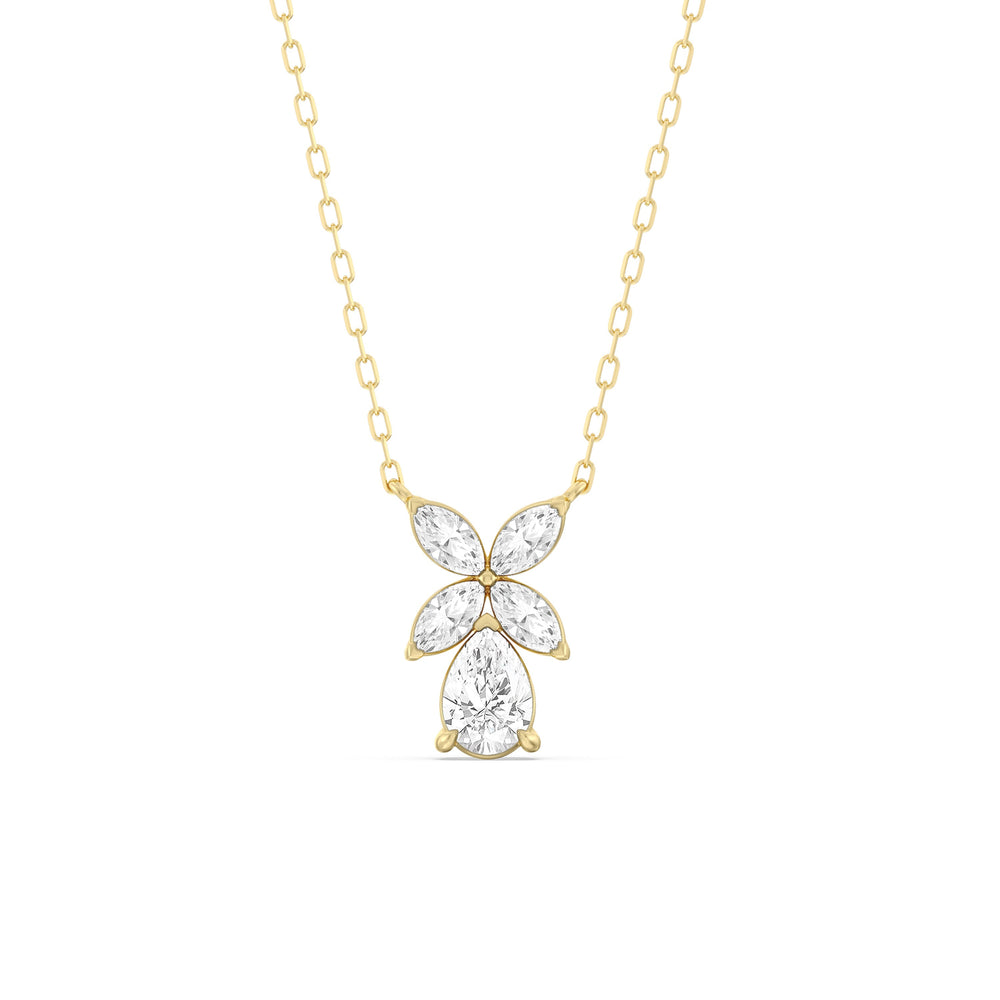 Tulip Drop Necklace with 18KT Yellow Gold / Lab / 1 Cut Diamond in 14KT Yellow Gold / Lab / 1 view 1
