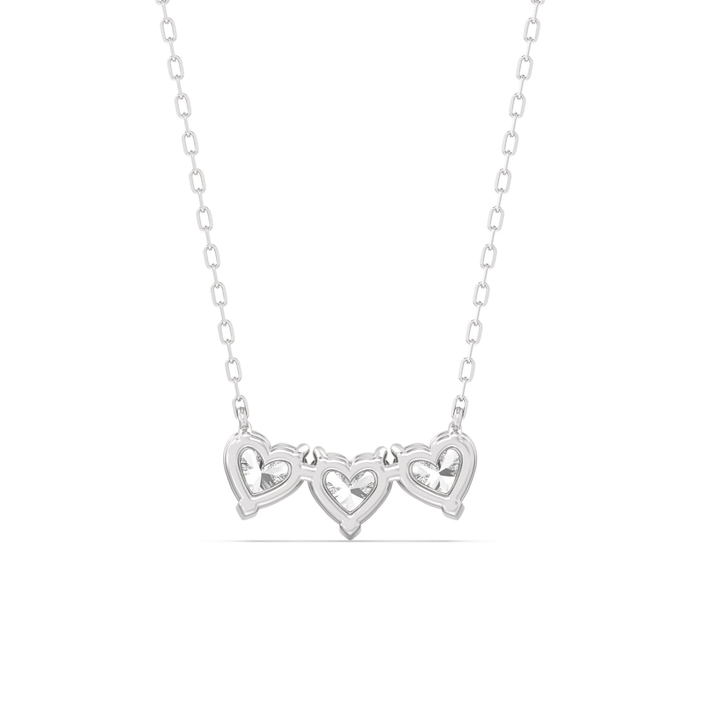 Trio Heart Cluster Diamond Necklace with 18KT White Gold / Lab / 1 1/2 Cut Diamond in 14KT White Gold / Lab / 1 1/2 view 5
