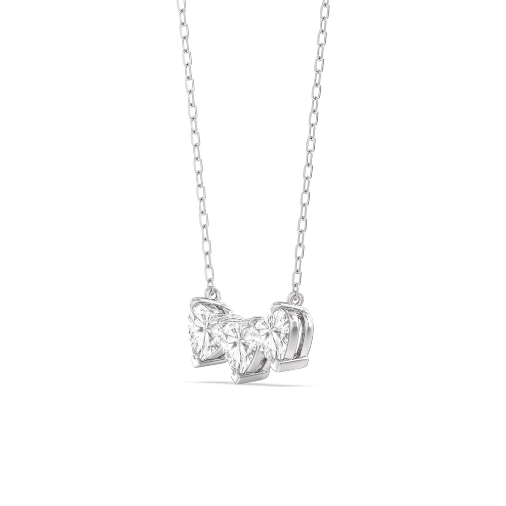 Trio Heart Cluster Diamond Necklace with 18KT White Gold / Lab / 1 1/2 Cut Diamond in 14KT White Gold / Lab / 1 1/2 view 2
