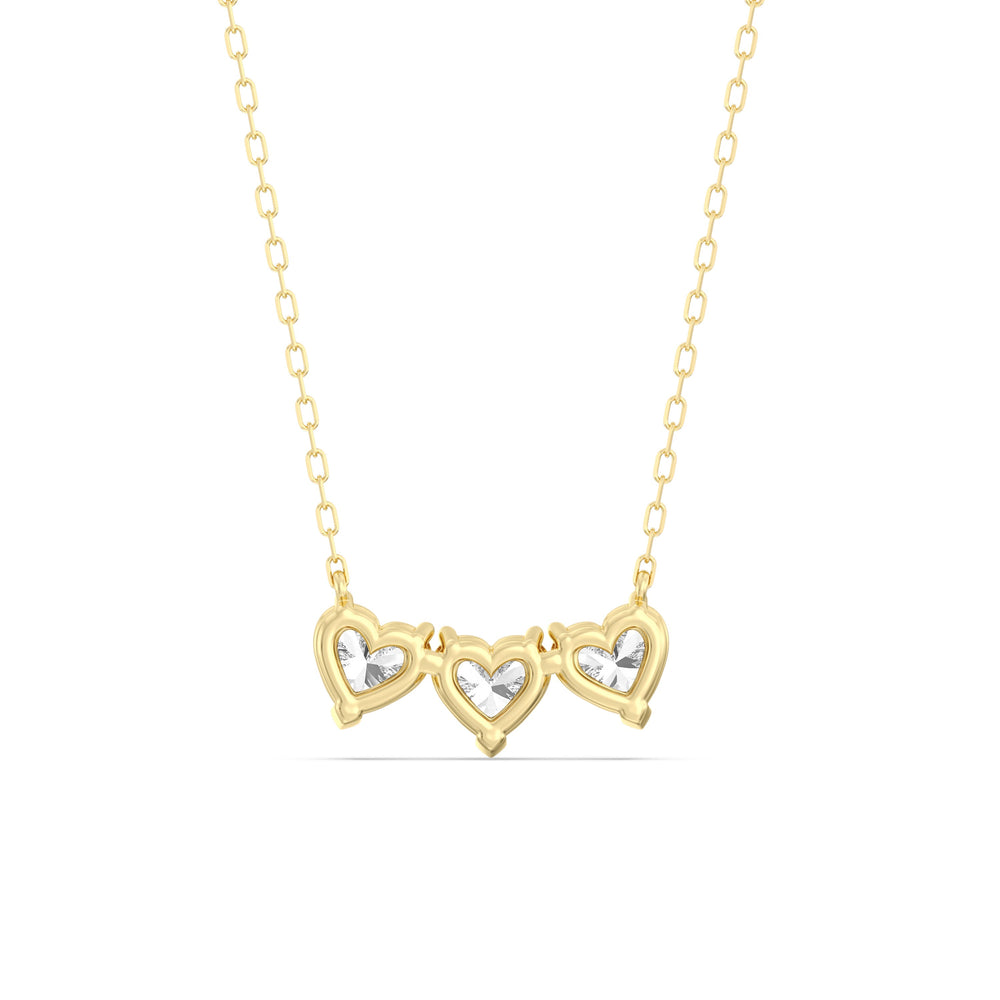 Trio Heart Cluster Diamond Necklace with 18KT Yellow Gold / Lab / 1 1/2 Cut Diamond in 14KT Yellow Gold / Lab / 1 1/2 view 5
