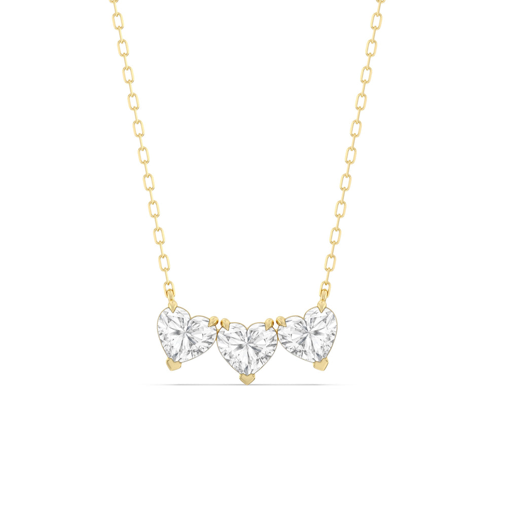 Trio Heart Cluster Diamond Necklace with 18KT Yellow Gold / Lab / 1 1/2 Cut Diamond in 14KT Yellow Gold / Lab / 1 1/2 view 1
