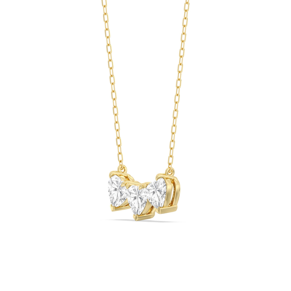 Trio Heart Cluster Diamond Necklace with 18KT Yellow Gold / Lab / 1 1/2 Cut Diamond in 14KT Yellow Gold / Lab / 1 1/2 view 2
