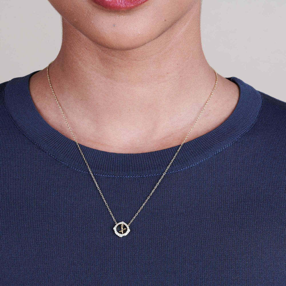 Model Wearing Signature Letter X Necklace view