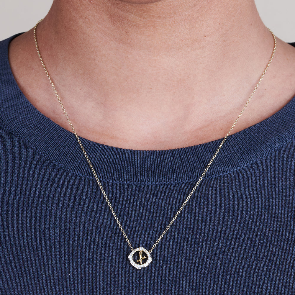 Model Wearing Signature Letter X Necklace view