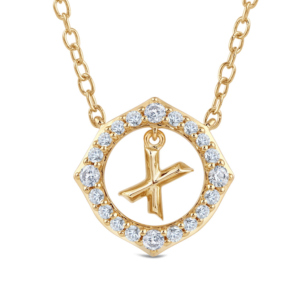 Signature Letter X Necklace with 18KT Yellow Gold / Lab / 1/5 Cut Diamond in 14KT Yellow Gold / Lab / 1/5 view 2
