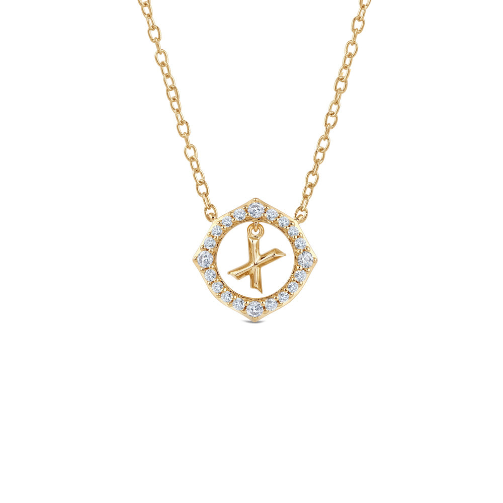 Signature Letter X Necklace with 18KT Yellow Gold / Lab / 1/5 Cut Diamond in 14KT Yellow Gold / Lab / 1/5 view 1
