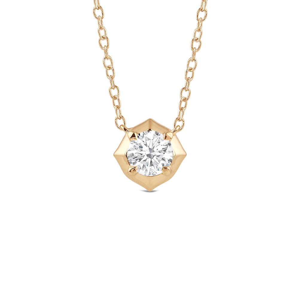 Signature Solitaire Diamond Pendant with 18KT Yellow Gold / Lab / 1/2 Cut Diamond in 14KT Yellow Gold / Lab / 1/2 view 1
