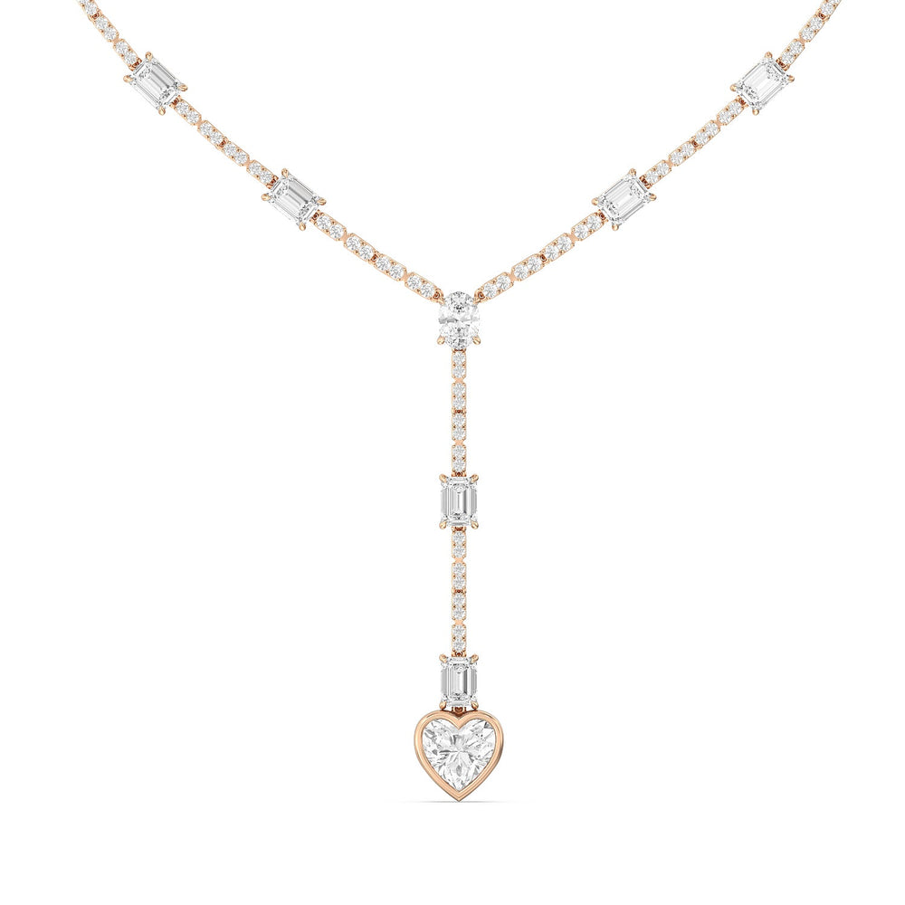 Heart Shape Drop Necklace with 18KT Rose Gold / Lab / 24 Cut Diamond in 14KT Rose Gold / Lab / 24 view 1
