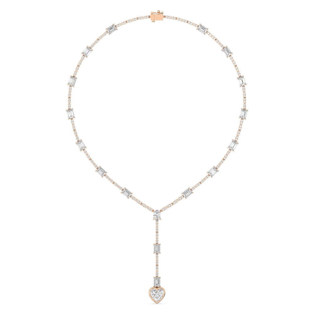Heart Shape Drop Necklace with 18KT Rose Gold / Lab / 24 Cut Diamond in 14KT Rose Gold / Lab / 24 view 2
