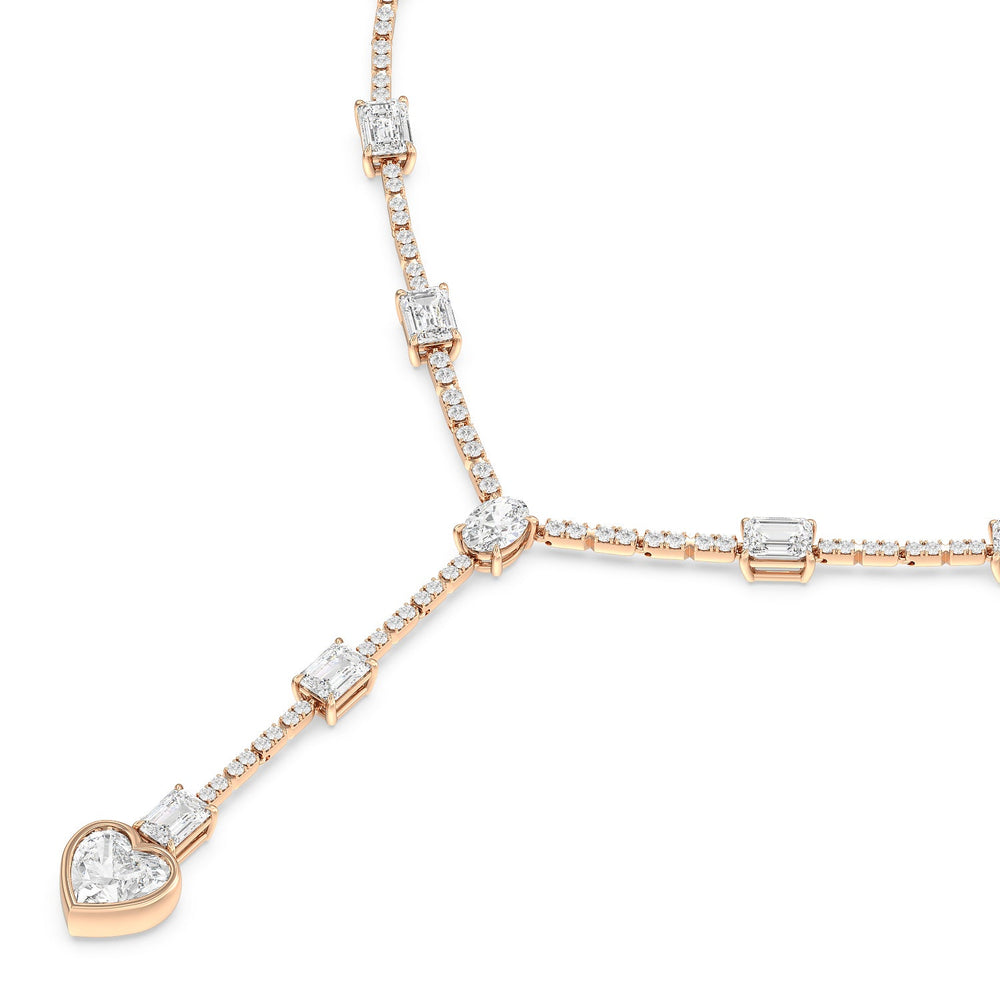 Heart Shape Drop Necklace with 18KT Rose Gold / Lab / 24 Cut Diamond in 14KT Rose Gold / Lab / 24 view 3
