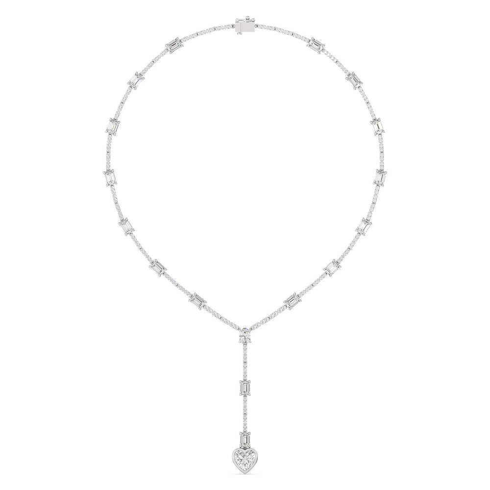 Heart Shape Drop Necklace with 18KT White Gold / Lab / 24 Cut Diamond in 14KT White Gold / Lab / 24 view 2
