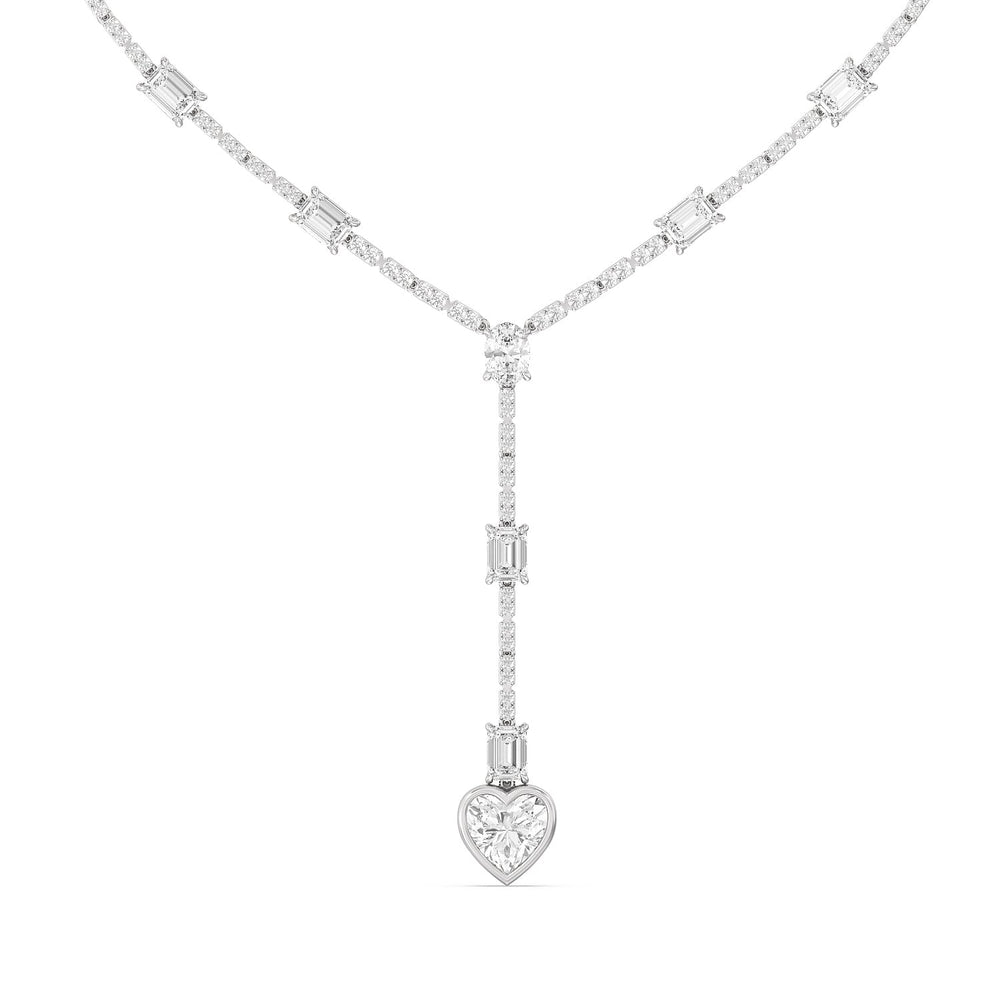Heart Shape Drop Necklace with 18KT White Gold / Lab / 24 Cut Diamond in 14KT White Gold / Lab / 24 view 1
