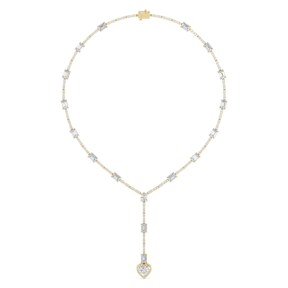 Heart Shape Drop Necklace with 18KT Yellow Gold / Lab / 24 Cut Diamond in 14KT Yellow Gold / Lab / 24 view 2
