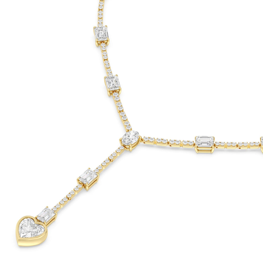 Heart Shape Drop Necklace with 18KT Yellow Gold / Lab / 24 Cut Diamond in 14KT Yellow Gold / Lab / 24 view 3
