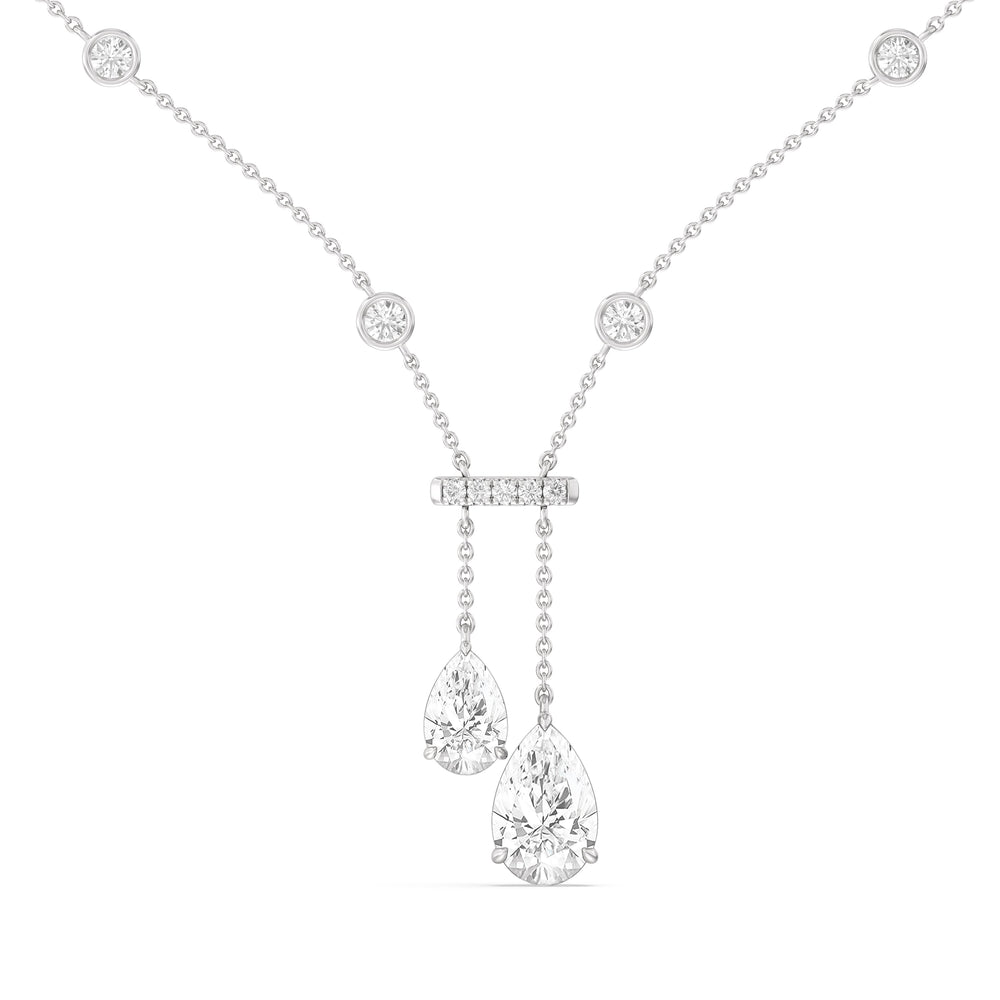 Pear Drop Station Necklace with 18KT White Gold / Lab / 8 3/4 Cut Diamond in 14KT White Gold / Lab / 8 3/4 view 1
