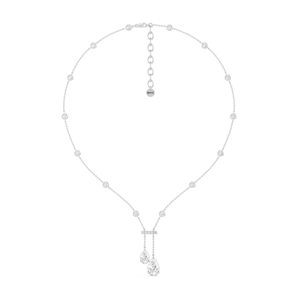 Pear Drop Station Necklace with 18KT White Gold / Lab / 8 3/4 Cut Diamond in 14KT White Gold / Lab / 8 3/4 view 2
