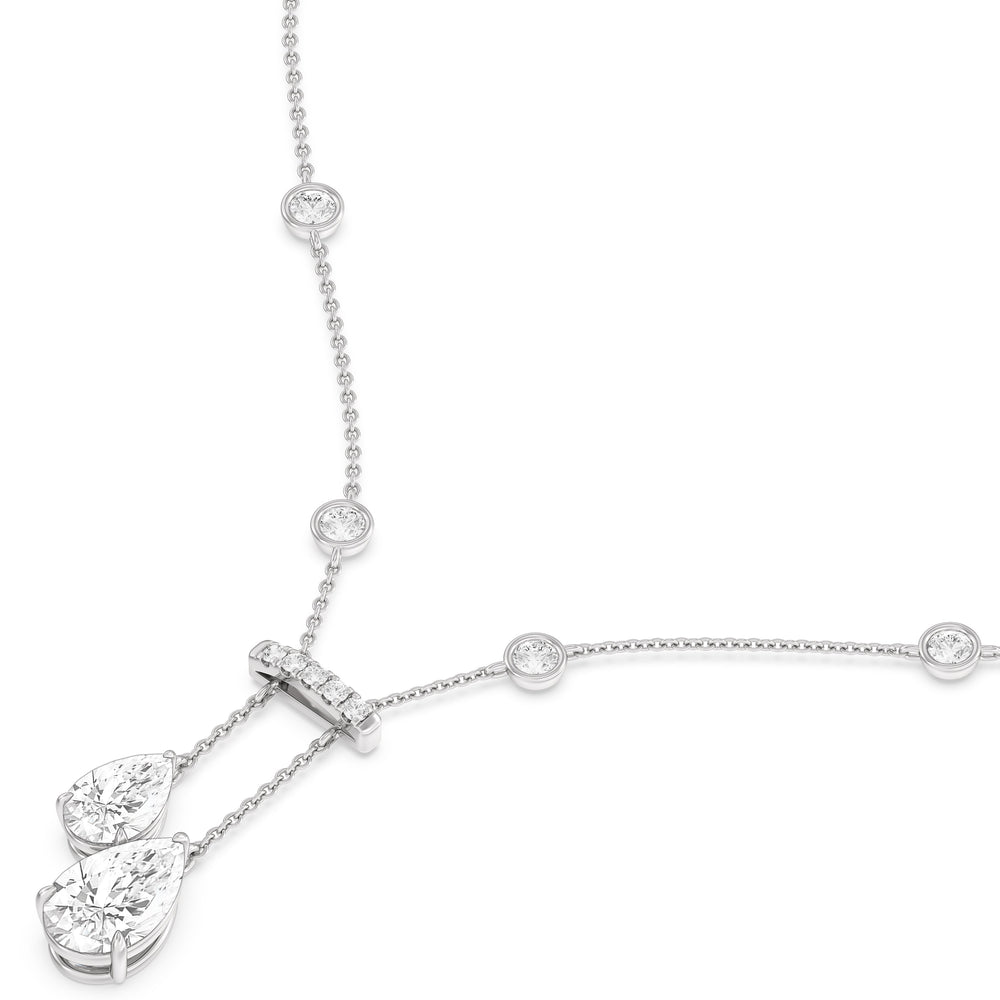 Pear Drop Station Necklace with 18KT White Gold / Lab / 8 3/4 Cut Diamond in 14KT White Gold / Lab / 8 3/4 view 3
