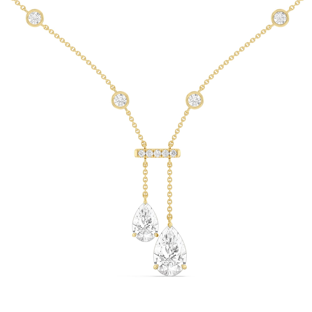 Pear Drop Station Necklace with 18KT Yellow Gold / Lab / 8 3/4 Cut Diamond in 14KT Yellow Gold / Lab / 8 3/4 view 1
